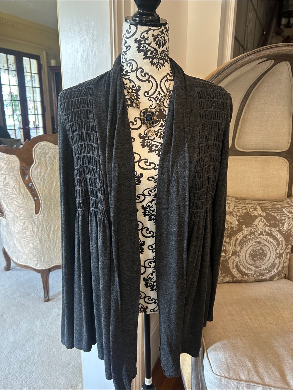 NWT Lilac Women's Open-Front Cardigan Sweater - Charcoal XL